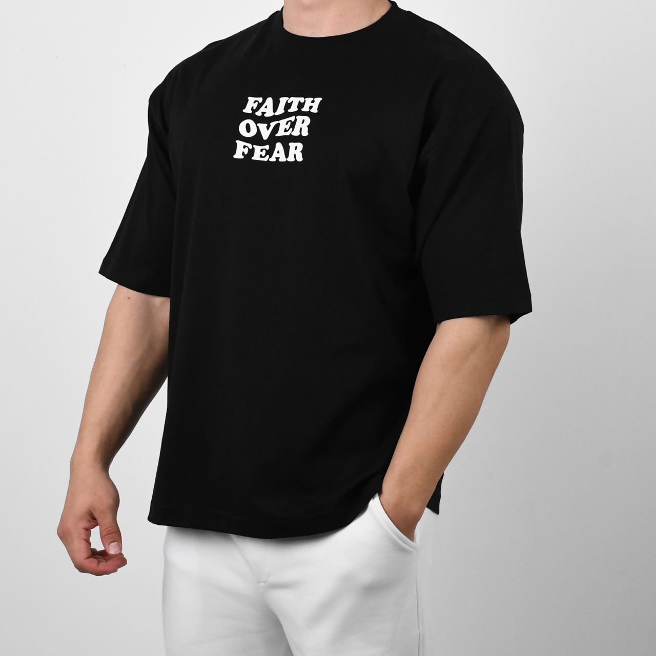 Faith-Over-Fear Oversized Cotton T-Shirt