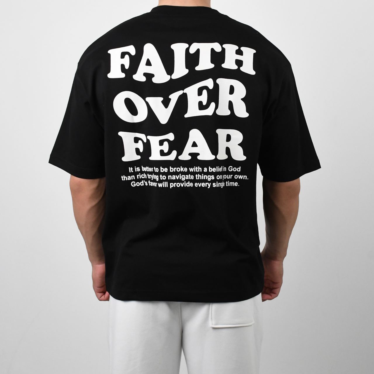 Faith-Over-Fear Oversized Cotton T-Shirt