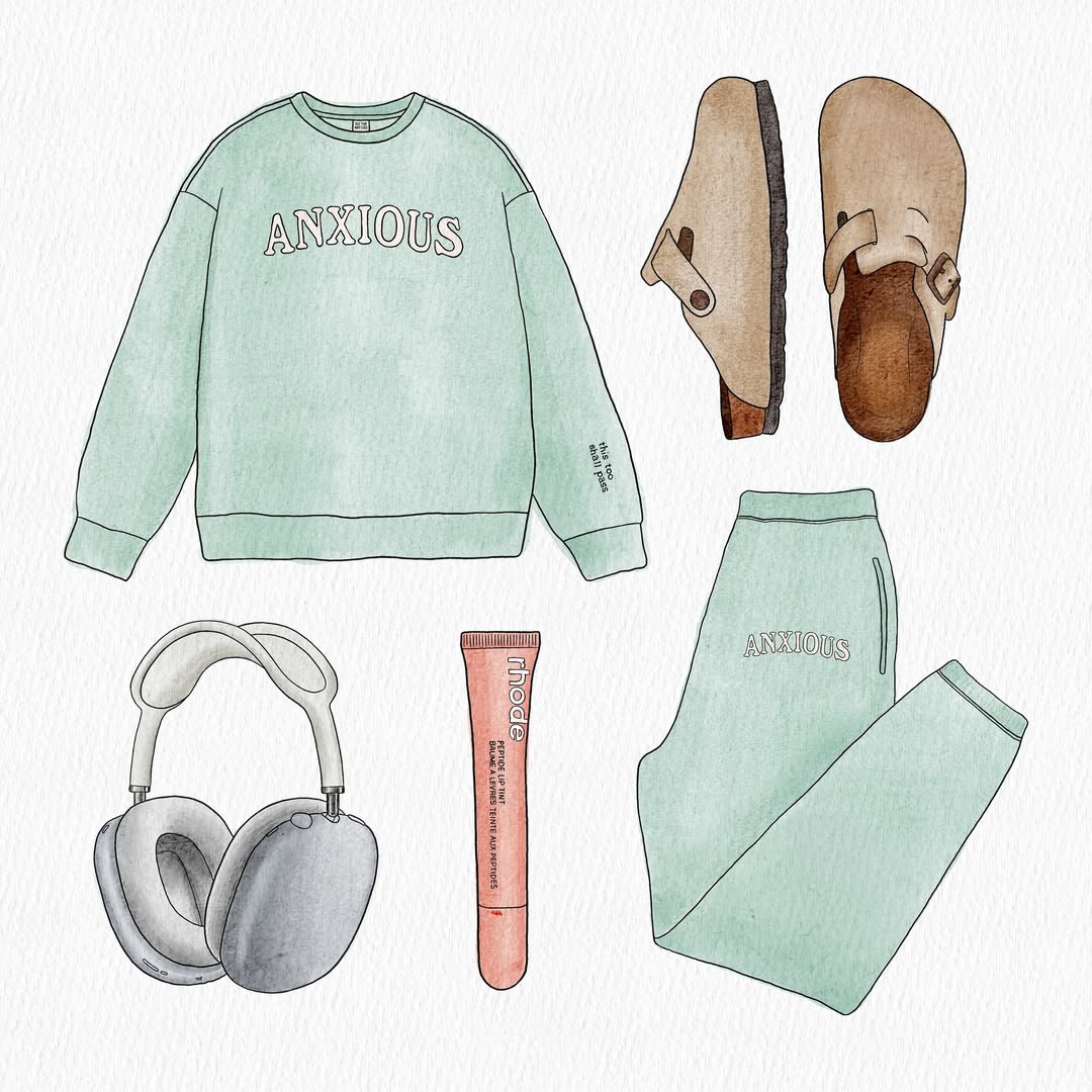 Embroidered Anxious (this too shall pass) Co-ord Set