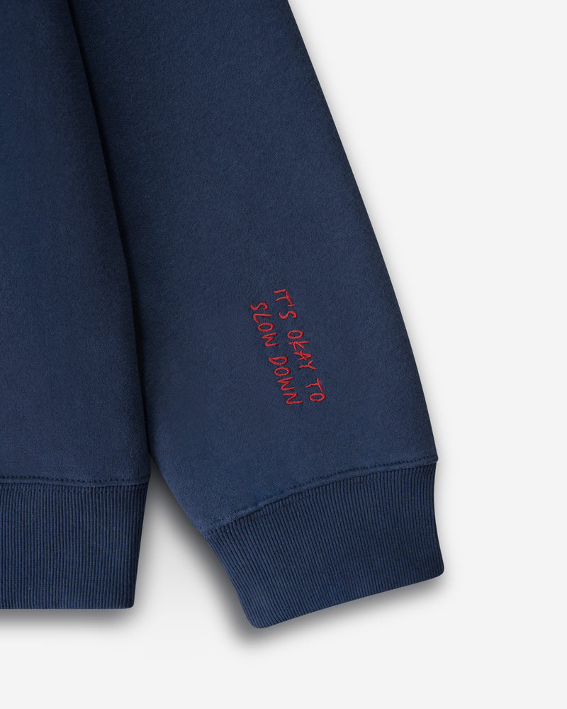 Applique Embroidery Tired (But Still Trying) Crewneck