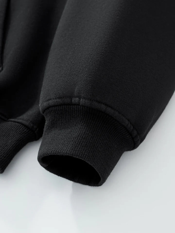 Heavy Double-Knit Zip Hoodie Set – Black