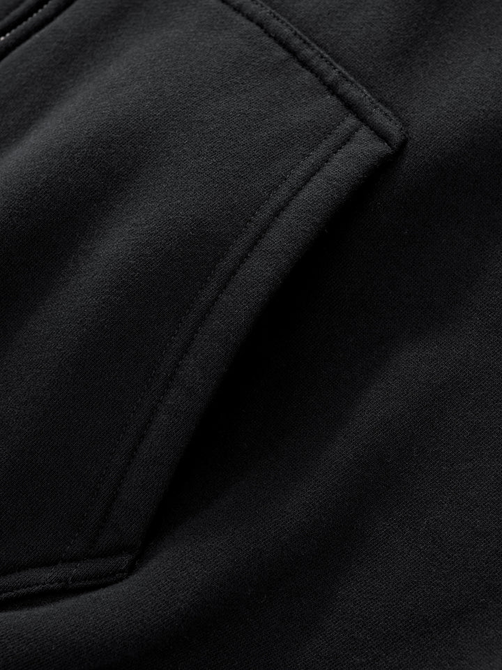 Heavy Double-Knit Zip Hoodie Set – Black