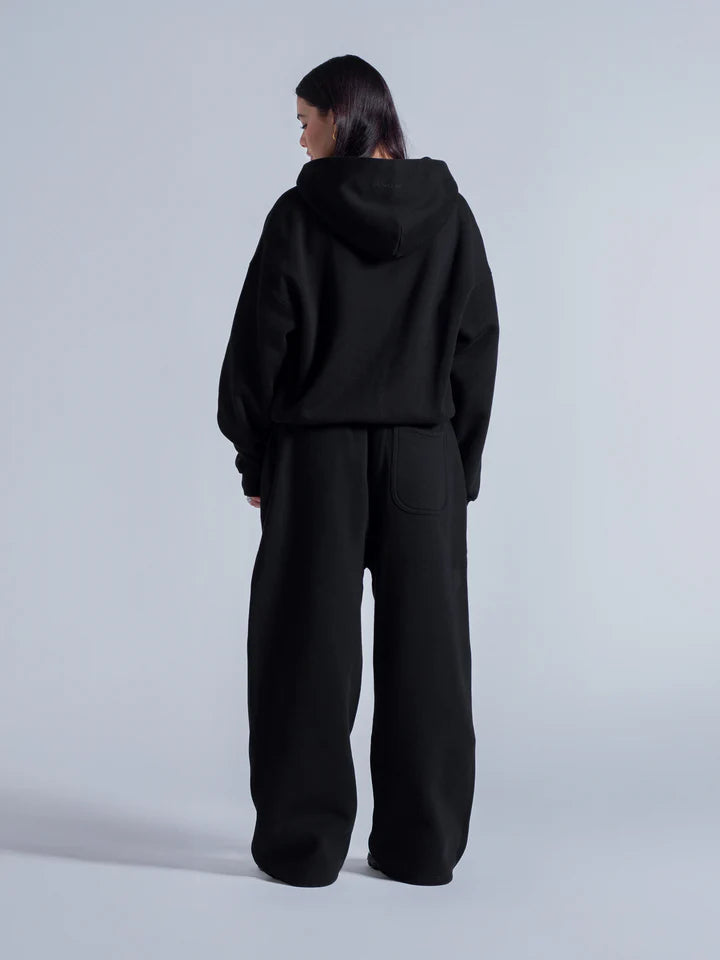 Heavy Double-Knit Zip Hoodie Set – Black